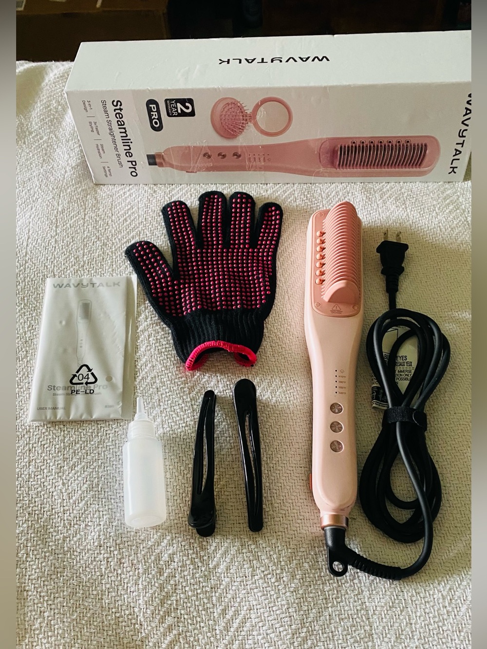 Wavytalk Steamline Pro Steam Straightener Brush (Pink)